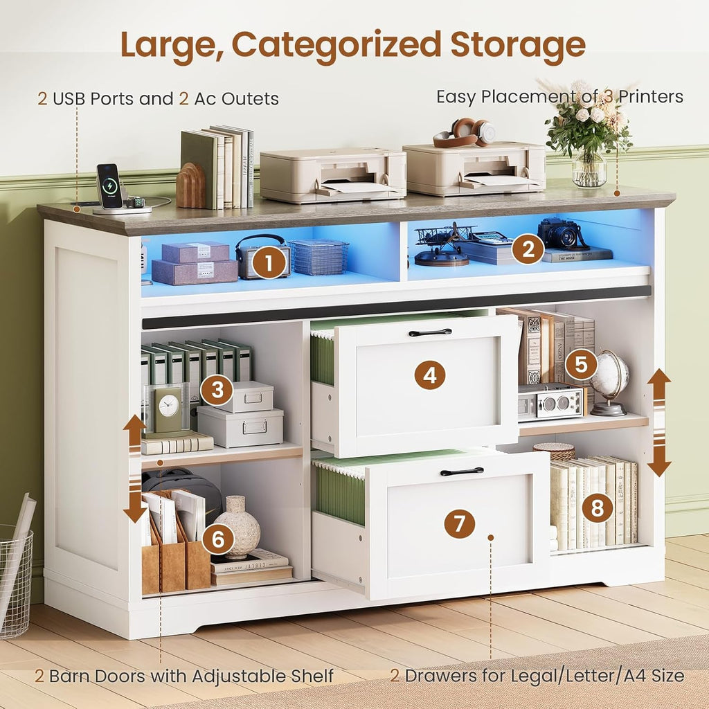 White Filing Cabinet Features Integrated Power Outlet-2