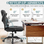 Ergonomic Leather Office Chair Adjustable Armrests Black-3