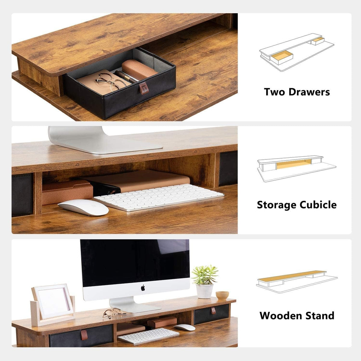 48x24 Height Adjustable Standing Desk With Drawers-3