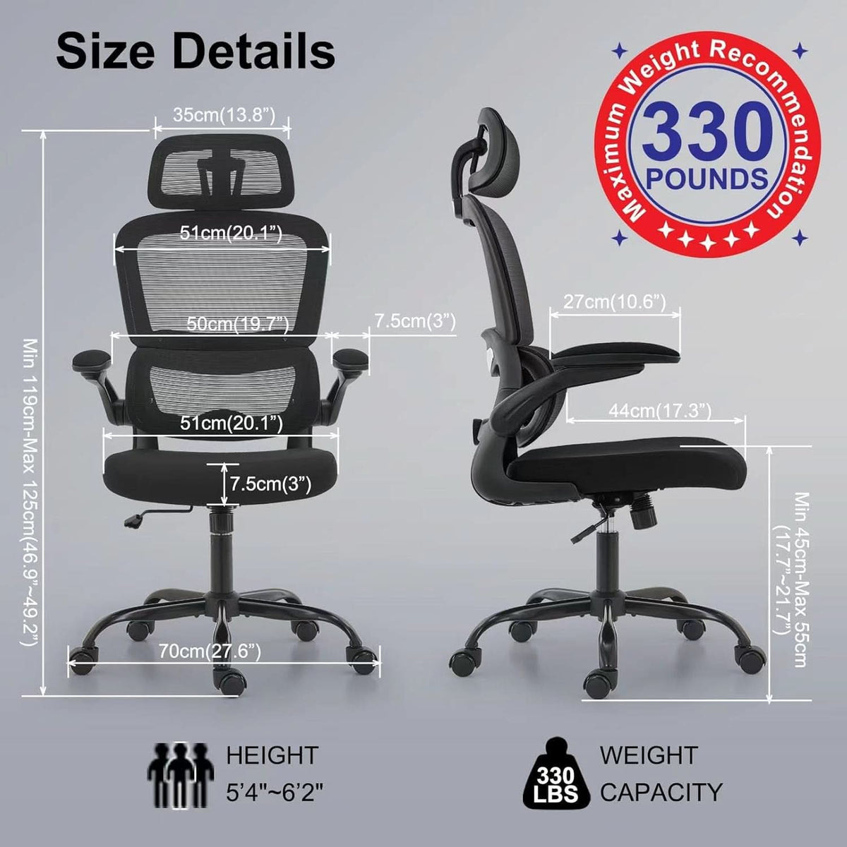 Ergonomic Black Office Chair High Back With Wheels-1