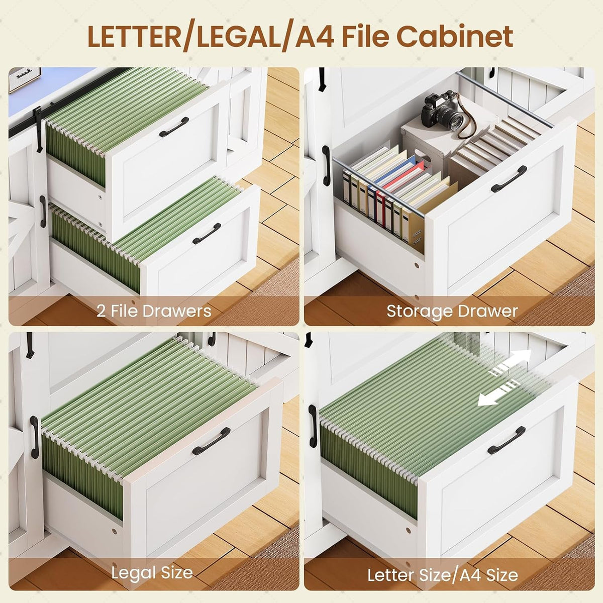 White Filing Cabinet Features Integrated Power Outlet-3