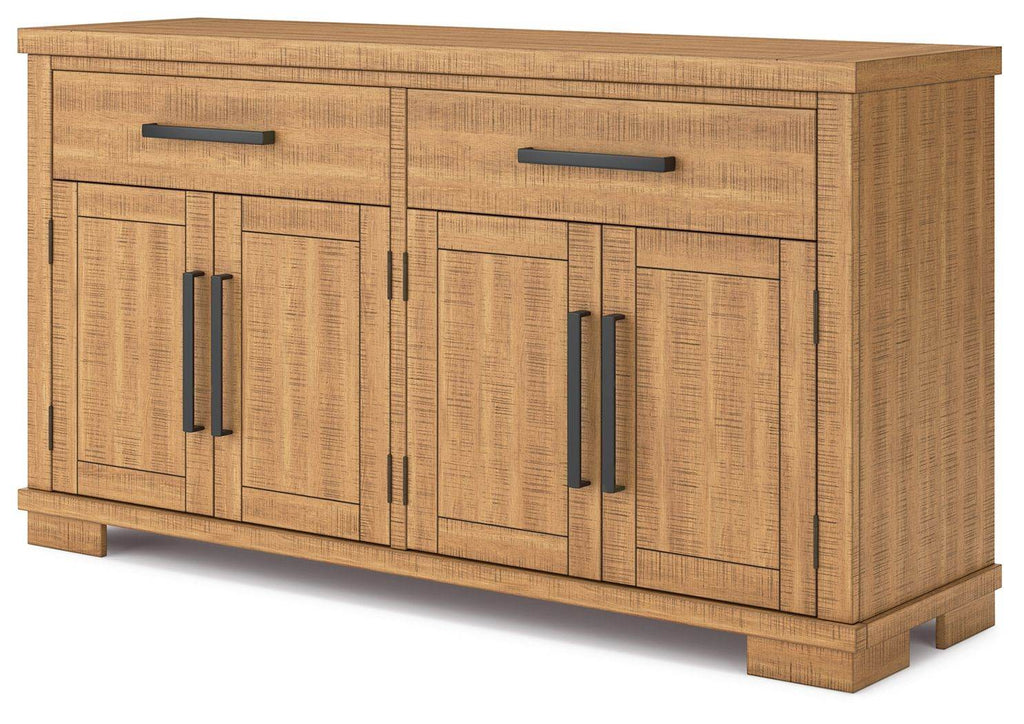 Brown office credenza with closed storage across its width