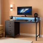 47 Inch Computer Desk With LED Lights For Home Office-0