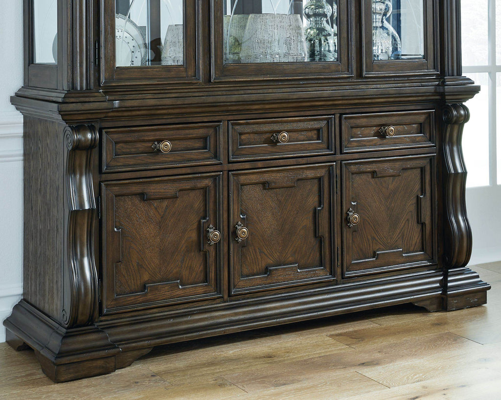 Dark brown office sideboard, long and low