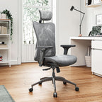 Grey Ergonomic Office Chair With Adjustable Headrest-1