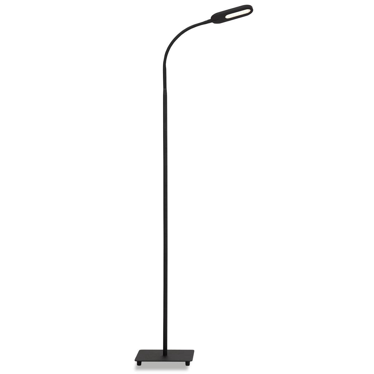 Black LED floor lamp with a tiltable head