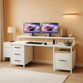 Modern Home Office Desk With 5 Drawers And LED Lights-0
