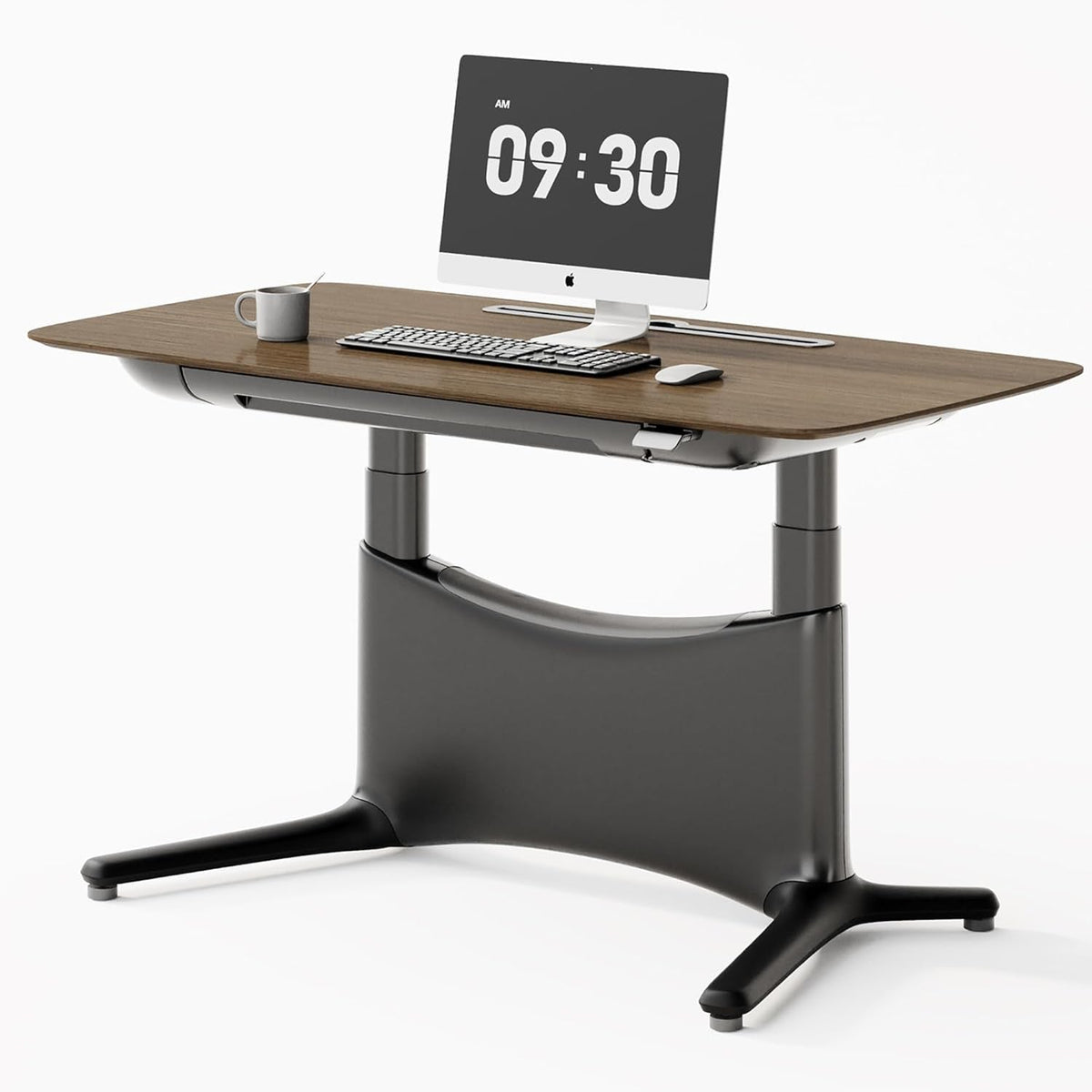 Electric Standing Desk 55X28Inch Walnut Black Finish-0