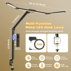 Clamp mounted architect desk lamp with an adjustable arm