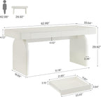 White executive desk with drawers along one side