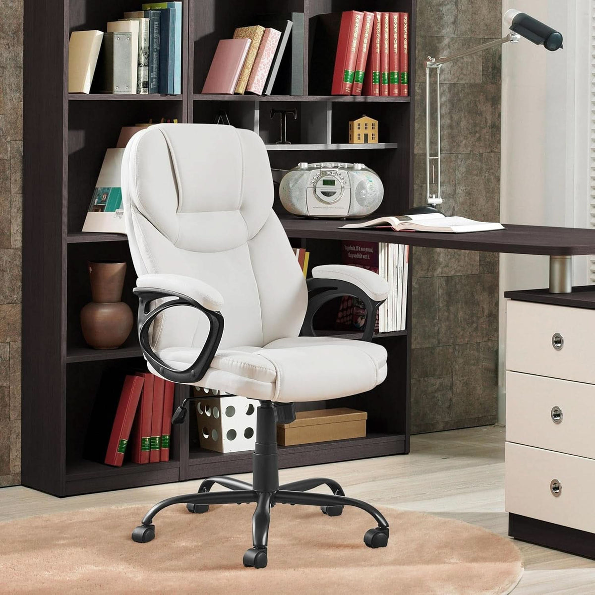 High Back Executive Chair White Ergonomic Office Chair-4