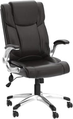 Two Brown Leather Executive Office Chairs Set With Adjustable Rolling-4