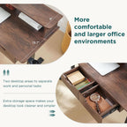 60 Inch Elevated Electric Standing Desk Dark Walnut-4
