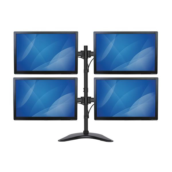 Articulating quad monitor stand in steel and aluminium