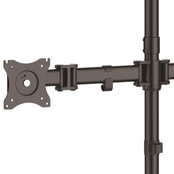 Articulating quad monitor stand in steel and aluminium
