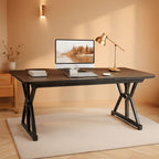 Extra long black oak writing desk