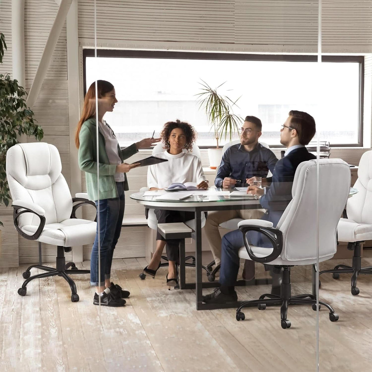 High Back Executive Chair White Ergonomic Office Chair-1