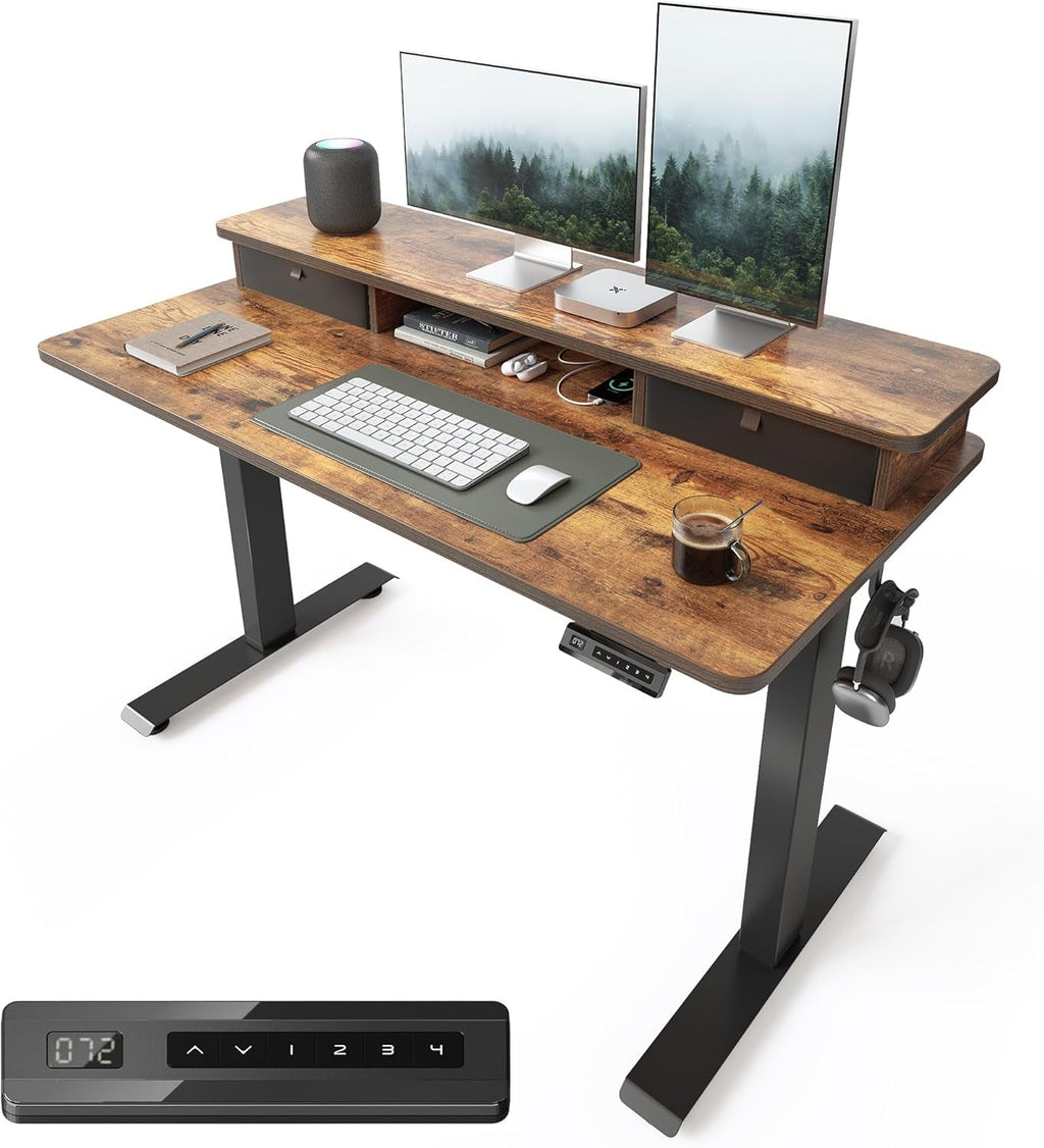 48x24 Height Adjustable Standing Desk With Drawers-0