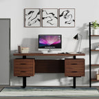Walnut desk top on a black steel base