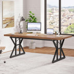 Light oak executive desk in a home office