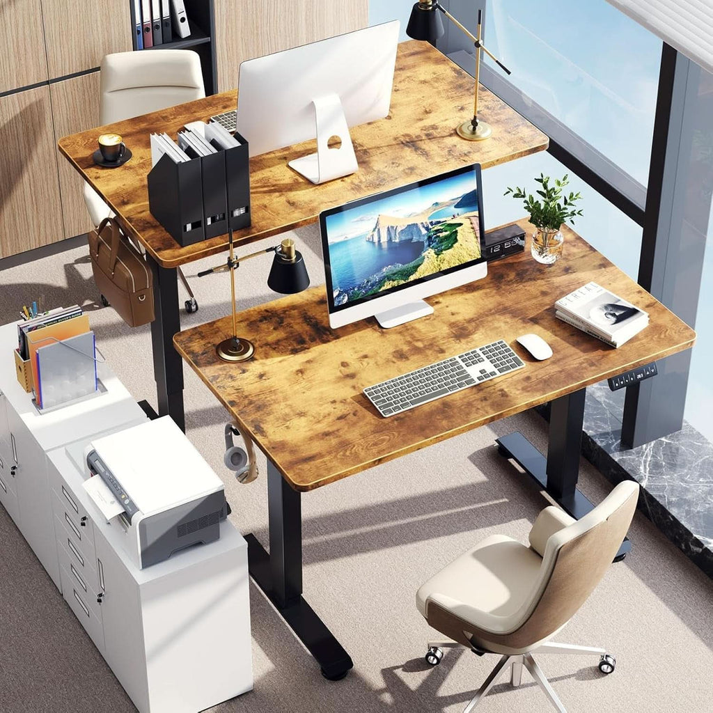 47.2 Inch Electric Standing Desk Wood Desktop Brown-1