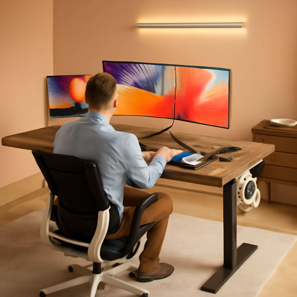 47.2 Inch Electric Standing Desk Wood Desktop Brown-0