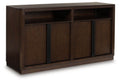 Dark brown office credenza with closed storage