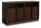 Dark brown office credenza with closed storage