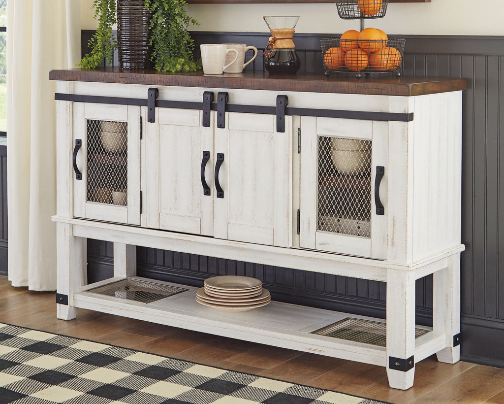 Two tone office credenza in white and brown