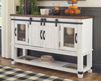 Two tone office credenza in white and brown