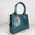 Bottle green leather laptop bag for a 15 inch machine