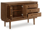 Brown office credenza with panelled doors