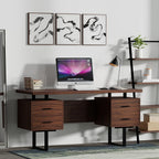 Walnut desk top on a black steel base