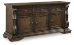 Dark brown office sideboard, long and low