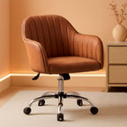 Brown faux leather task chair with arms