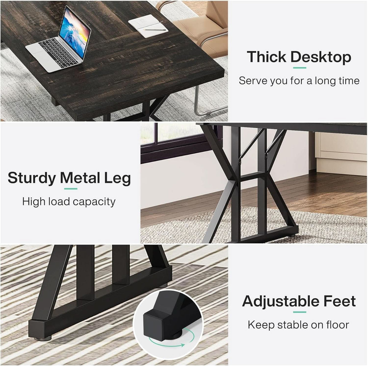 Black oak executive desk in a home office