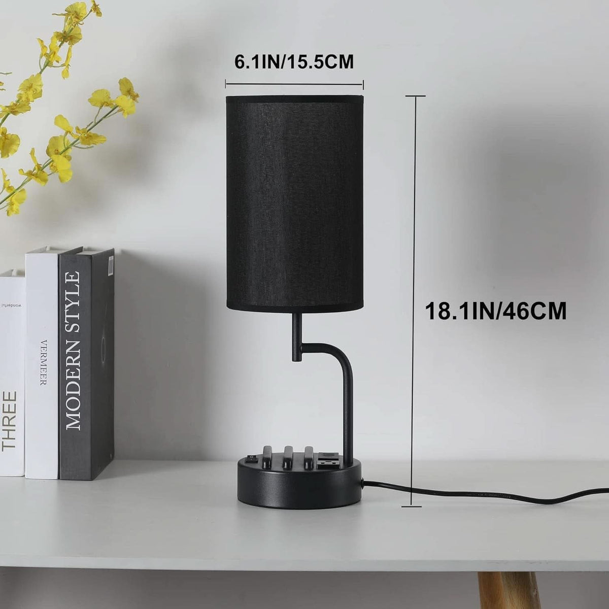 Table Lamp With 3 USB Ports And AC Outlet For Office-2
