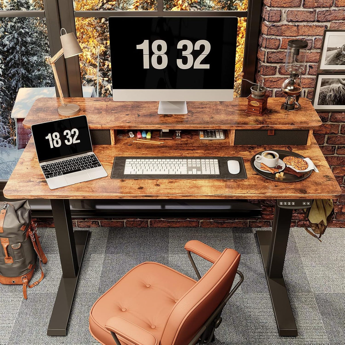 48x24 Height Adjustable Standing Desk With Drawers-1