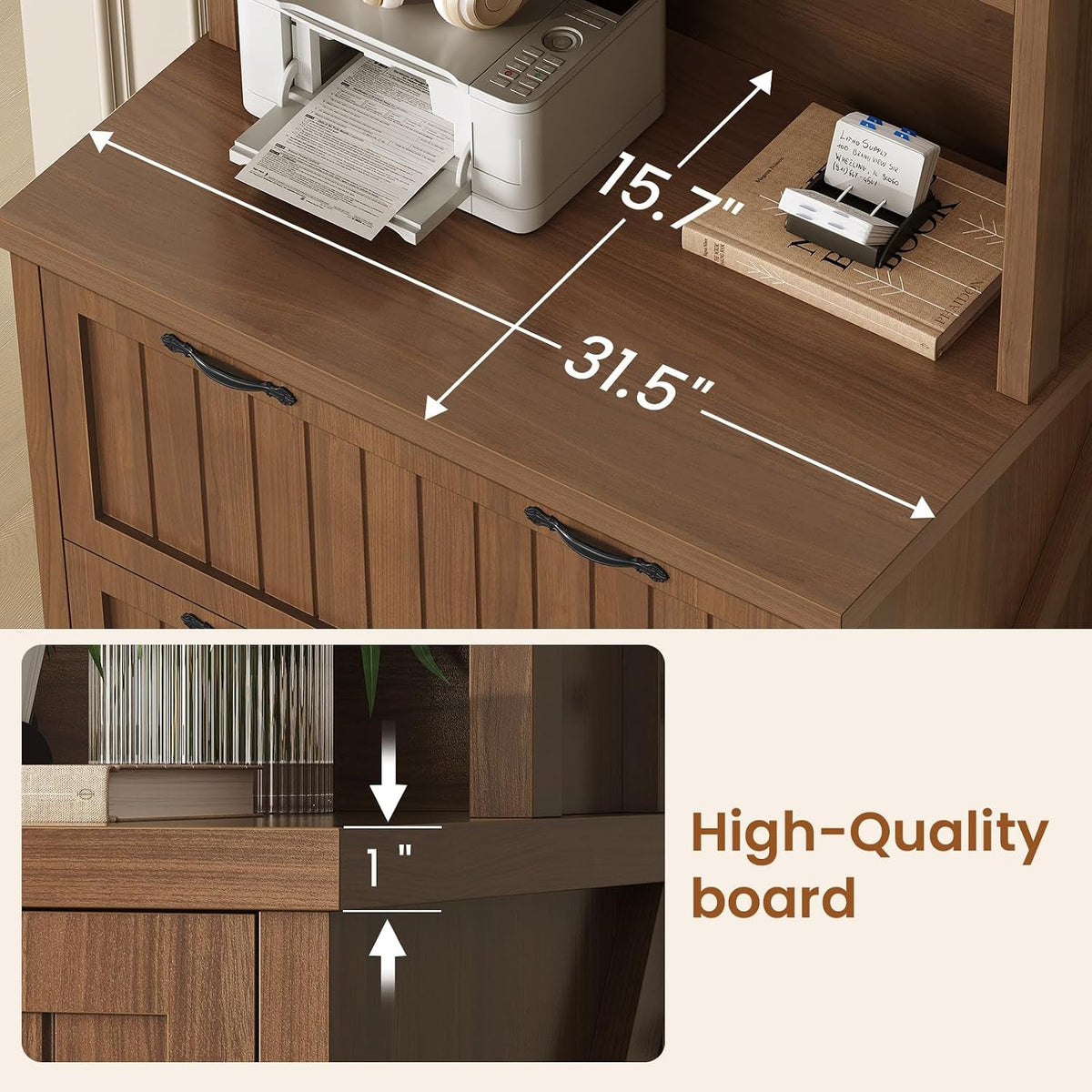 Brown Farmhouse Two Drawer Filing Cabinet Organizer-3