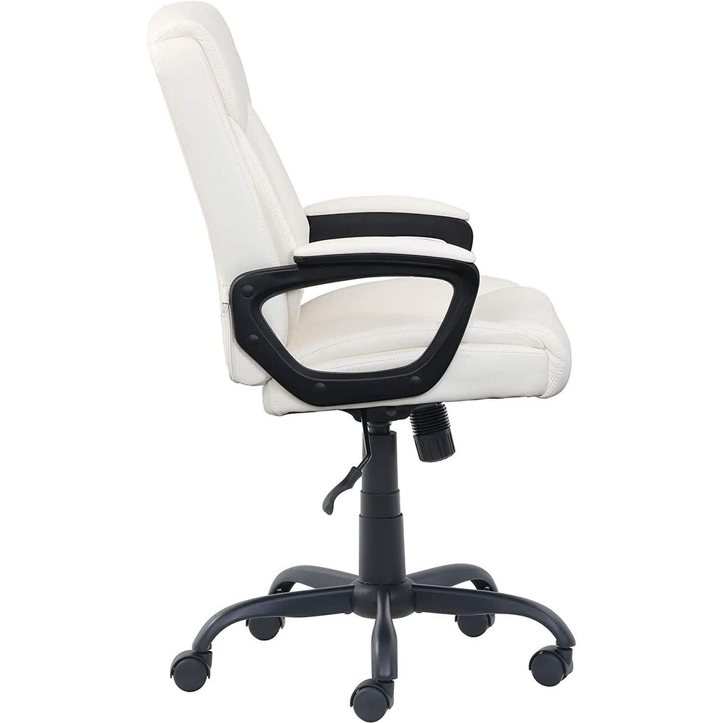 Cream Padded Office Chair Armrests Height Adjustable-3