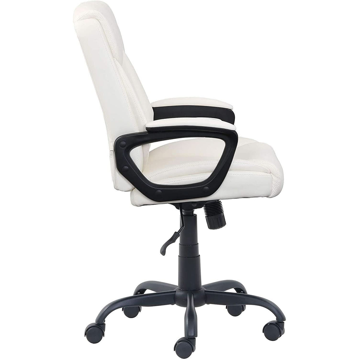 Cream Padded Office Chair Armrests Height Adjustable-3