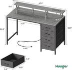 47 Inch Computer Desk With LED Lights For Home Office-1
