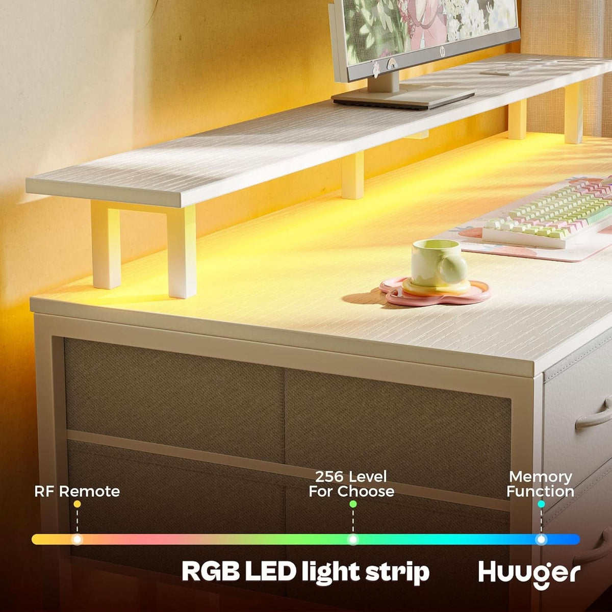 47 Inch Gaming Desk With LED Lights For Home Office-3