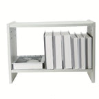 Wooden bookshelf sized to sit on a desk
