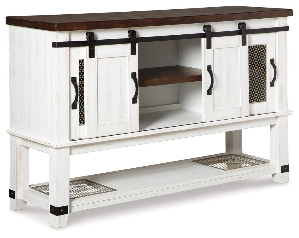 Two tone office credenza in white and brown