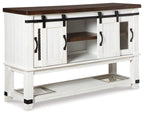 Two tone office credenza in white and brown