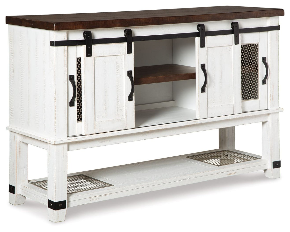 Two tone office credenza in white and brown