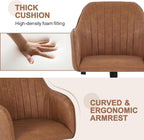 Brown faux leather task chair with arms