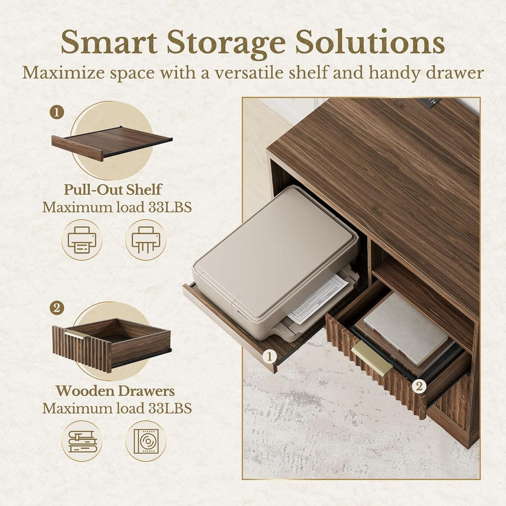 Black Walnut Three Drawer Lateral Filing Cabinet-4