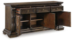 Dark brown office sideboard, long and low